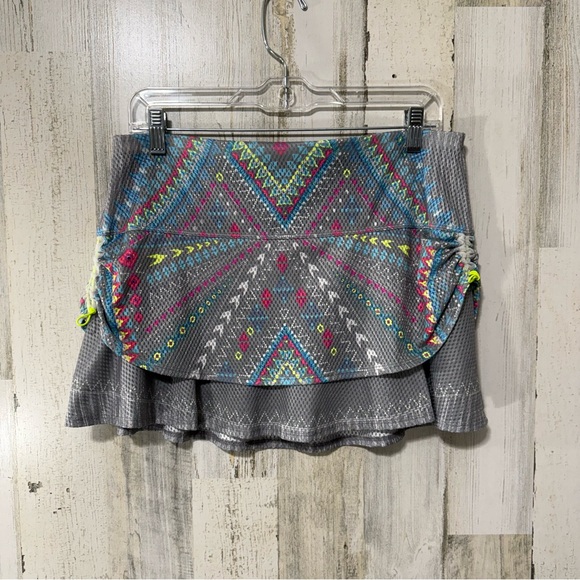 Lucky in Love Pants - Lucky in Love Gray Neon Pattern Skirt Skort with Vibrant Patterns